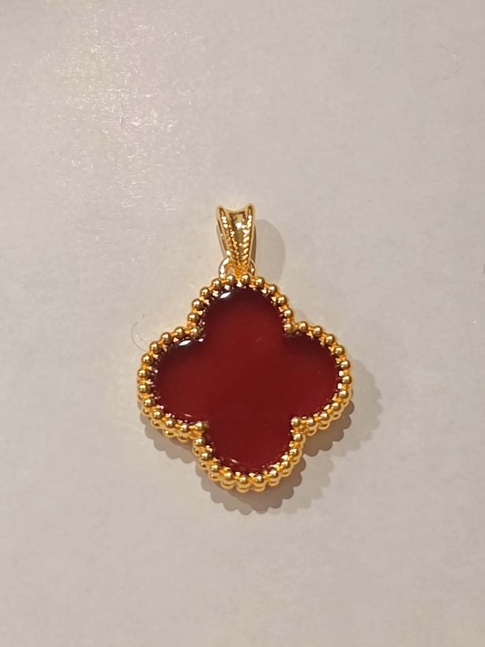 💕🍀18K Real Gold Red Clover Pendant💕🍀 - Picture 2 of 3